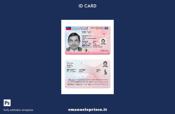 modello presente carta d'identità del Liechtenstein in stile verificato